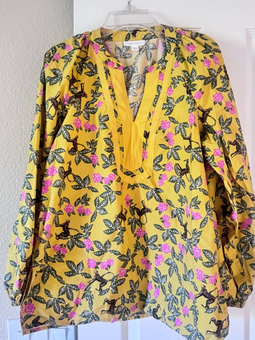 Yellow Floral & Monkey Print Tunic Size S